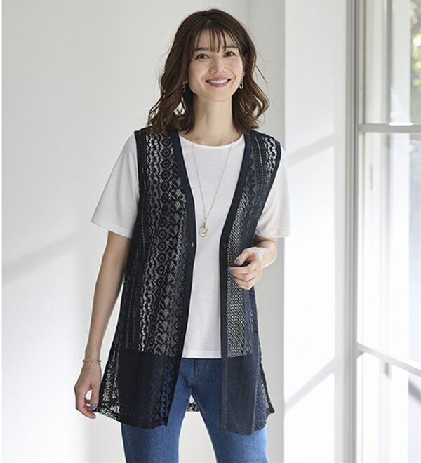 BELLUNA（ベルーナ）の「透かし編ジレアンサンブル（ジレ）」｜詳細画像