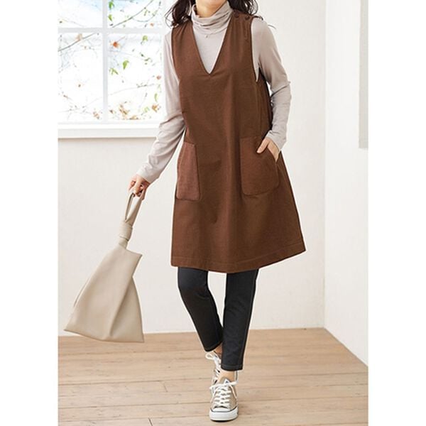 BELLUNA（ベルーナ）の「綿１００％コーデュロイ素材切替ジャンパードレス（チュニック）」｜詳細画像