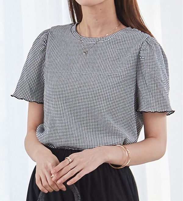 RANAN（ラナン）の「ギンガムチェック楊柳Ｔブラウス（カットソー）」｜詳細画像
