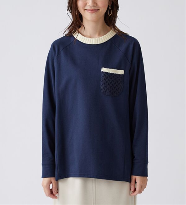 BELLUNA（ベルーナ）の「裏毛素材ニット切替プルオーバー（カットソー）」｜詳細画像