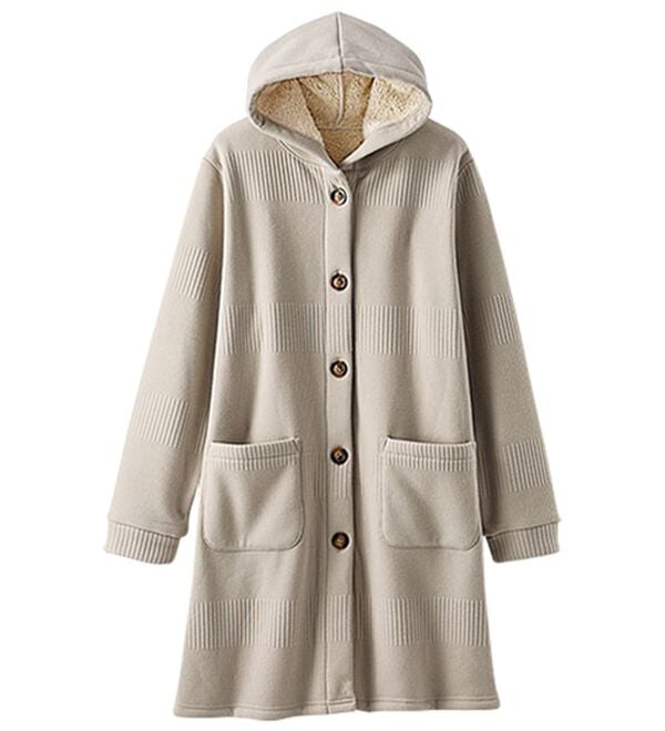 BELLUNA（ベルーナ）の「ボーダージャカード裏ボアカーディガン（ロングコート）」｜詳細画像