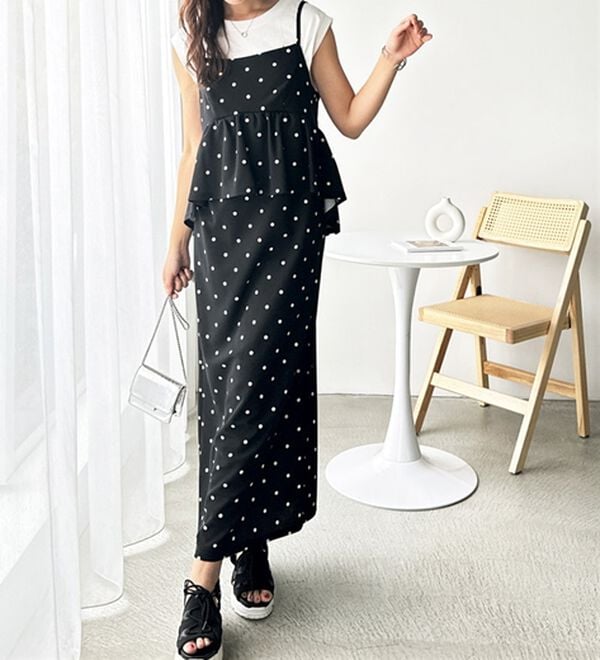 GeeRA（ジーラ）の「楽ちん！ペプラムキャミワンピース（カットソーワンピース）」｜詳細画像