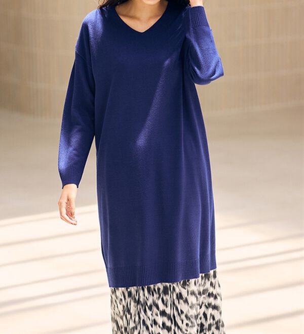 RANAN（ラナン）の「カシミヤタッチニットチュニックワンピース（チュニック）」｜詳細画像