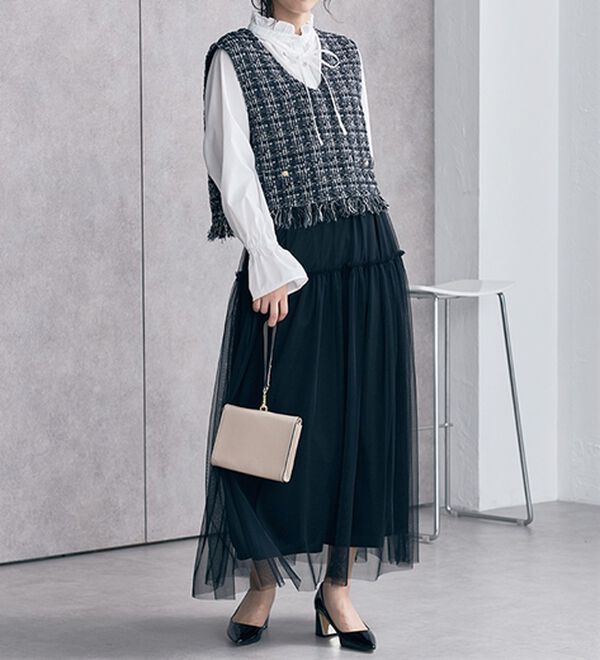 RANAN（ラナン）の「ツイードショートベスト（ベスト）」｜詳細画像