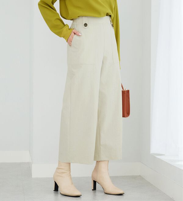 BELLUNA（ベルーナ）の「《快適Ｌａｂ．》サラもち！快適ビンテージ調素材ワイドパンツ（ワイドパンツ・ガウチョ）」｜詳細画像