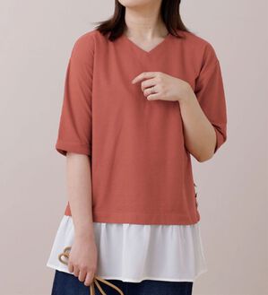 BELLUNA（ベルーナ）の「かのこ素材裾ボタン重ね着風チュニック（チュニック）」｜詳細画像