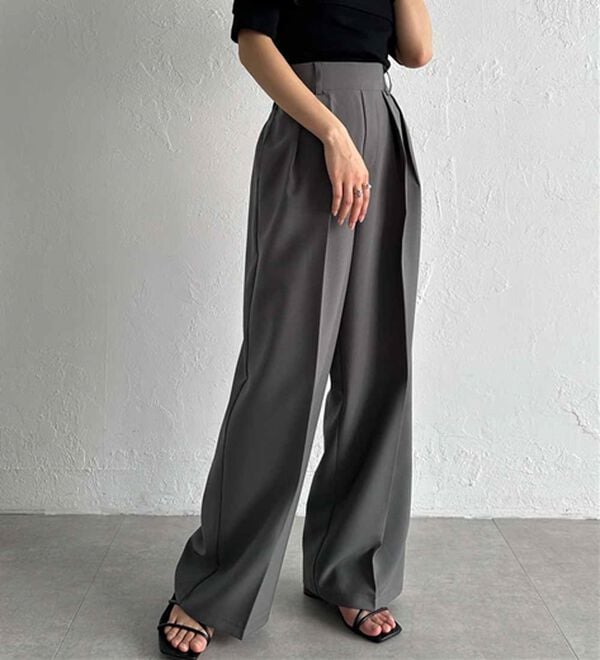 RANAN（ラナン）の「【選べる股下】きれい見え２タックワイドスラックス（ワイドパンツ・ガウチョ）」｜詳細画像