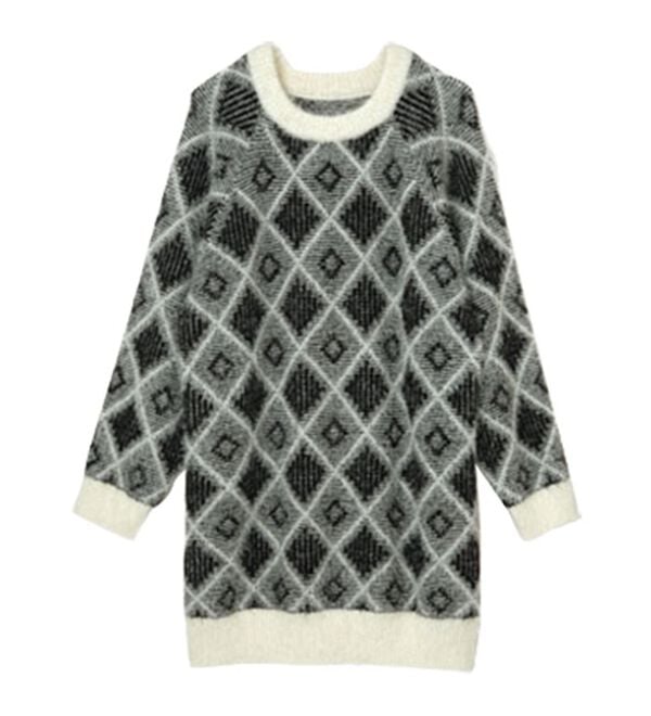 RANAN（ラナン）の「ダイヤ柄配色ニットチュニック（チュニック）」｜詳細画像