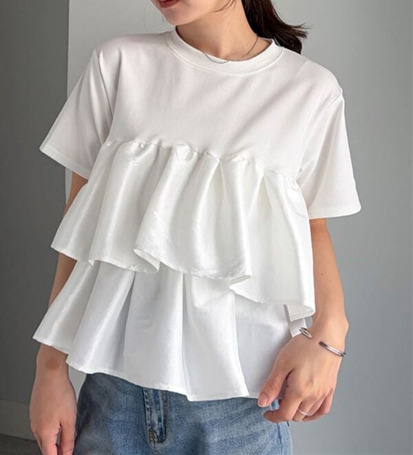 RANAN（ラナン）の「シャイニーフリルTシャツ（Tシャツ）」｜詳細画像