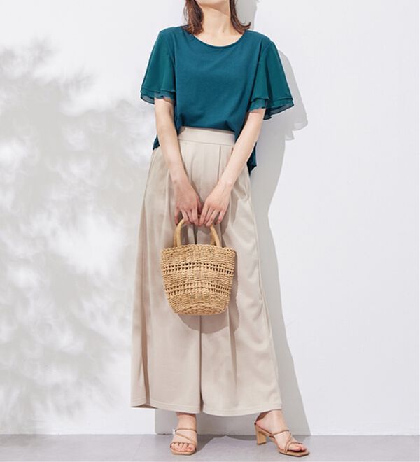 Viola e Viola（ヴィオラ エ ヴィオラ）の「【５つの機能付】袖シフォンゆるＴシャツ（Tシャツ）」｜詳細画像