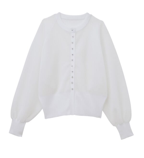 RANAN（ラナン）の「シルバーボタンシアーニットカーデ（ニットカーディガン）」｜詳細画像