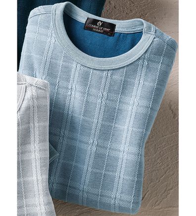 「＜コムルヴァン・オム＞チェック柄ふくれジャカードトレーナー（メンズトレーナー）」