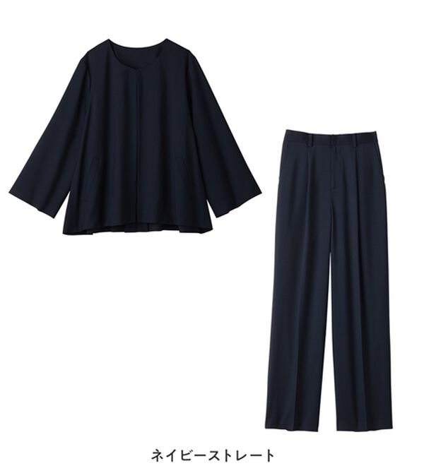 Viola e Viola（ヴィオラ エ ヴィオラ）の「【選べるボトムス】２点セット洗える！テントラインジャケットスーツ（パンツスーツ）」｜詳細画像