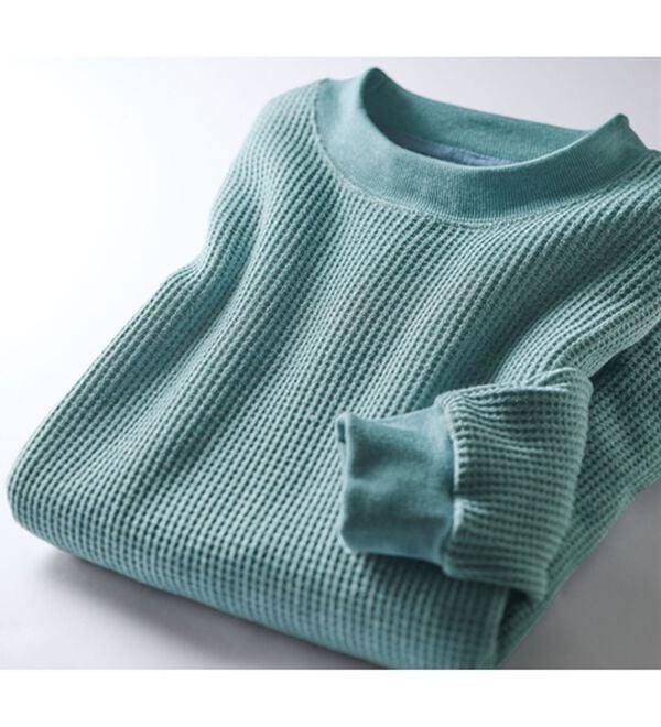 「＜シンプル＆プラス＞裏起毛ワッフルロングＴシャツ（メンズＴシャツ）」｜詳細画像