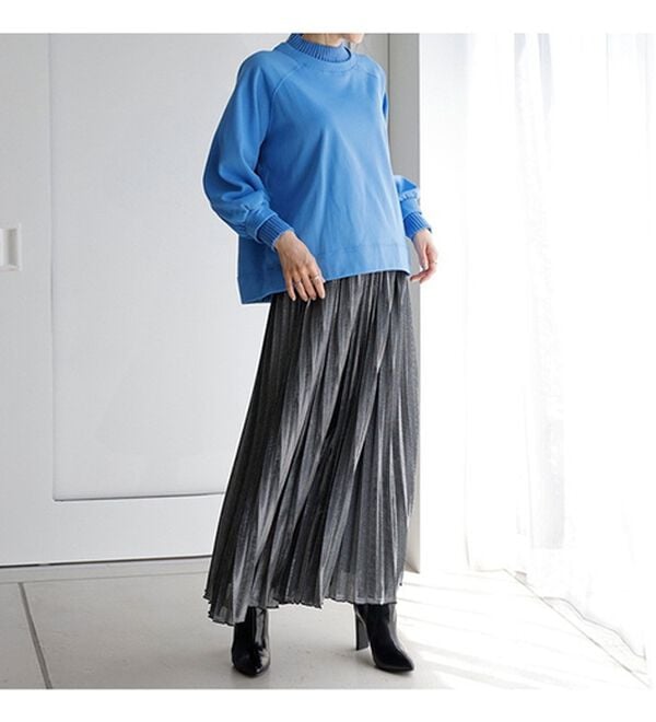 H777 XL レオナール カンカン素材 ニット切り替え カットソー レディース 裏起毛！毛玉になりにくい！ニット切替プルオーバー - ベルーナ【公式】