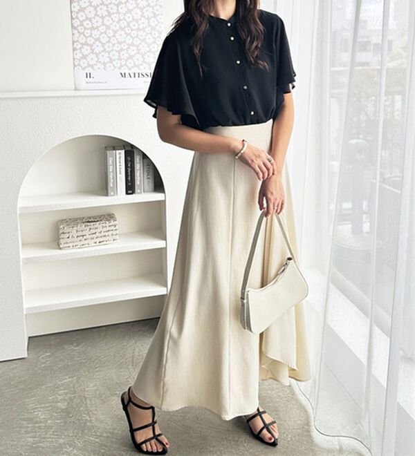 GeeRA（ジーラ）の「前後２ＷＡＹラッフルスリーブ楊柳ブラウス（ブラウス）」｜詳細画像