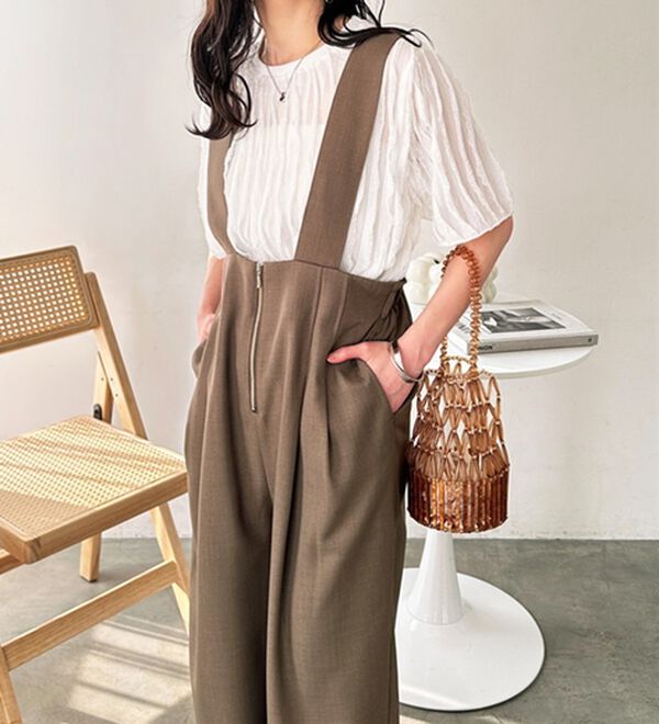 GeeRA（ジーラ）の「フロントジップハイウエストサロペット（オールインワン）」｜詳細画像