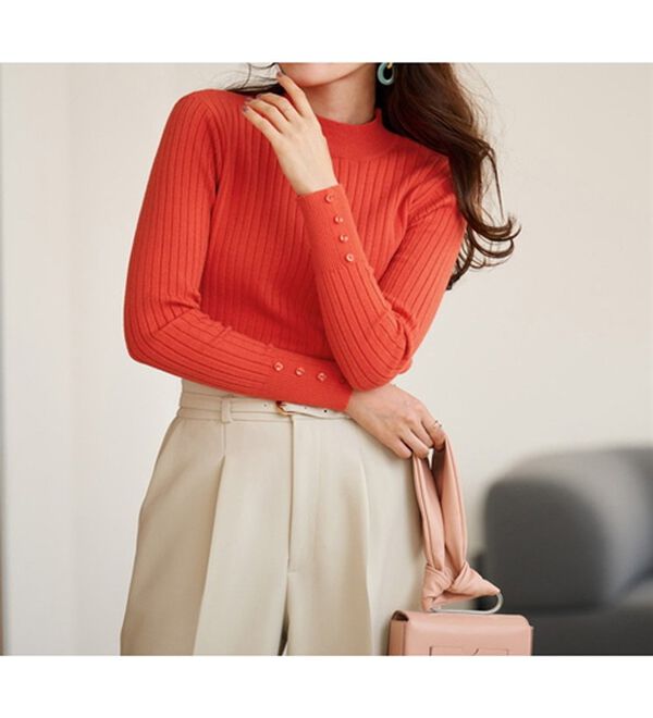 RANAN（ラナン）の「袖ボタンハイゲージニット＜4つの機能付＞（ニット・セーター）」｜詳細画像