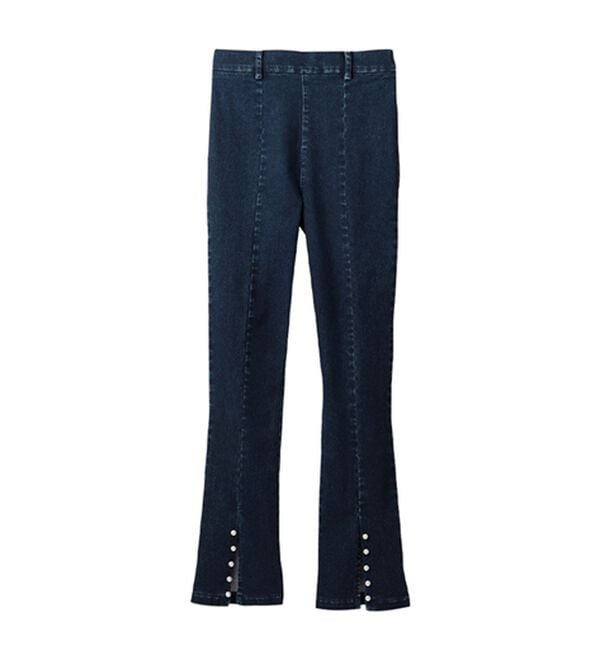 alotta（アロッタ）の「フロントスリットパール調ストレッチパンツ（フルレングスパンツ）」｜詳細画像