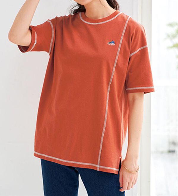 BELLUNA（ベルーナ）の「【４枚組】配色ステッチ刺しゅうＴシャツ（Tシャツ）」｜詳細画像