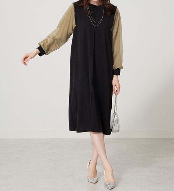 BELLUNA（ベルーナ）の「シアー袖デザインワンピース（その他ワンピース）」｜詳細画像