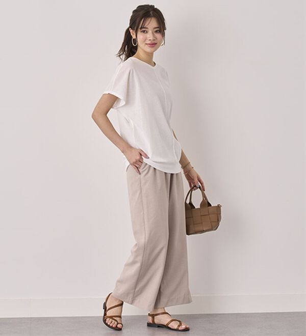 BELLUNA（ベルーナ）の「畳んでもシワにならない！麻調ワイドパンツ（ワイドパンツ・ガウチョ）」｜詳細画像