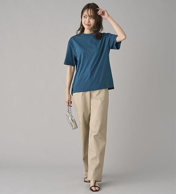 BELLUNA（ベルーナ）の「【汗ジミ対策◎】＜エアリーアイスコットン＞オーバーサイズＴシャツ【選べる袖丈】（カットソー）」｜詳細画像