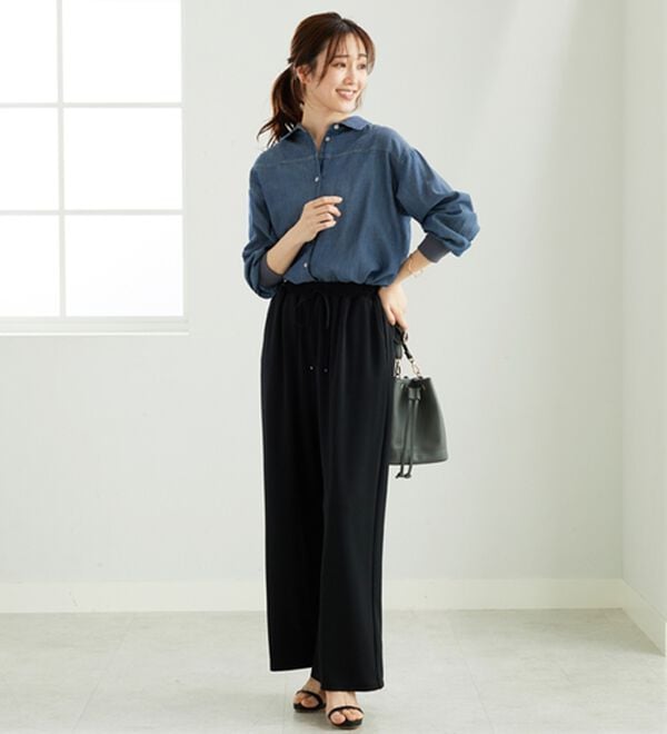 BELLUNA（ベルーナ）の「シャリさら！快適ドロストワイドパンツ（ワイドパンツ・ガウチョ）」｜詳細画像