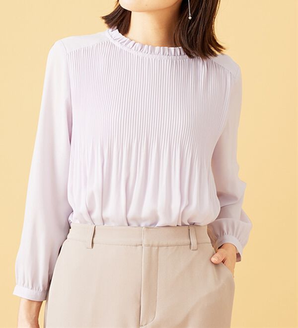 BELLUNA（ベルーナ）の「【新色追加】〈セレモニースタイル〉細プリーツデザインブラウス（ブラウス）」｜詳細画像