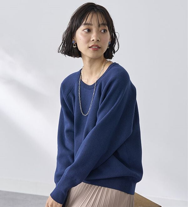 BELLUNA（ベルーナ）の「トレーナー感覚！きれいめカジュアルさんのためのニットトレーナー（ニット・セーター）」｜詳細画像