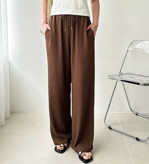 GeeRA（ジーラ）の「さらさら涼感イージーパンツ（フルレングスパンツ）」｜ブラウン