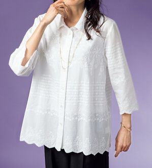 ルフラン（ルフラン）の「贅沢刺しゅうの上品ブラウス（ブラウス）」｜オフ白