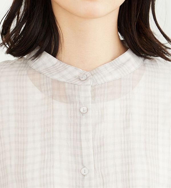 BELLUNA（ベルーナ）の「シアーチェック素材シャツチュニック（チュニック）」｜詳細画像