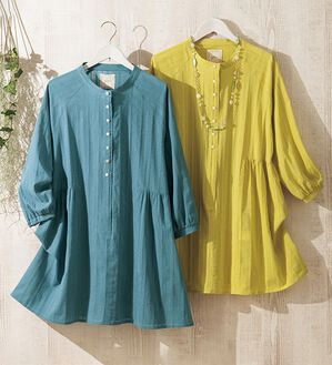 ルフラン（ルフラン）の「【２色組】こっそり楽するふんわり綿１００％ブラウス（ブラウス）」｜詳細画像