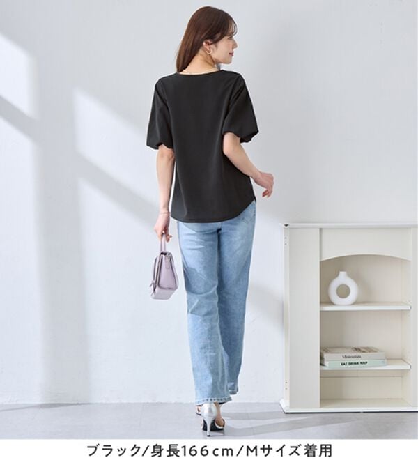 alotta（アロッタ）の「【接触冷感】パフ袖ハートネックブラウスＴシャツ（ブラウス）」｜詳細画像