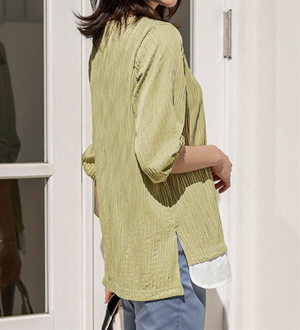 BELLUNA（ベルーナ）の「裾切替波柄ジャカード素材プルオーバー（カットソー）」｜詳細画像