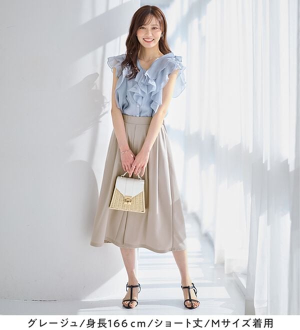 alotta（アロッタ）の「【選べる２丈】上品ドレープパンツ（ワイドパンツ・ガウチョ）」｜詳細画像