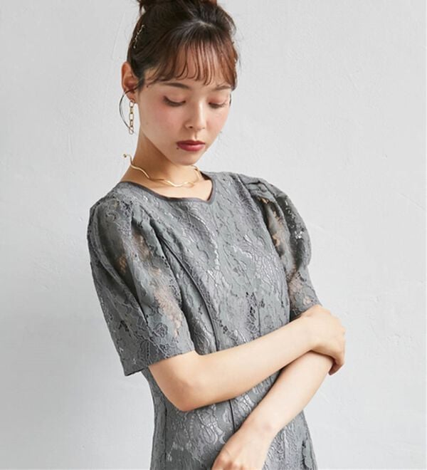 RANAN（ラナン）の「花柄レースフレアーシルエットドレス（その他ワンピース）」｜詳細画像