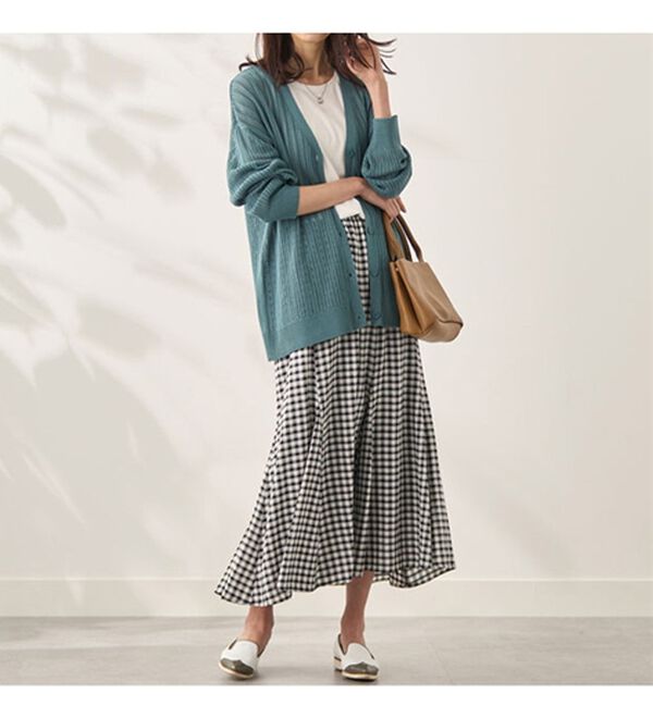 BELLUNA（ベルーナ）の「シアーチェック素材フレアースカート（ロングスカート）」｜詳細画像