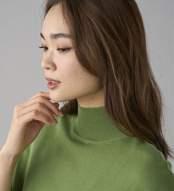 BELLUNA（ベルーナ）の「【選べるデザイン】Ｔシャツが苦手な方に！ひんやり綿混ニットＴ（ニット・セーター）」｜詳細画像