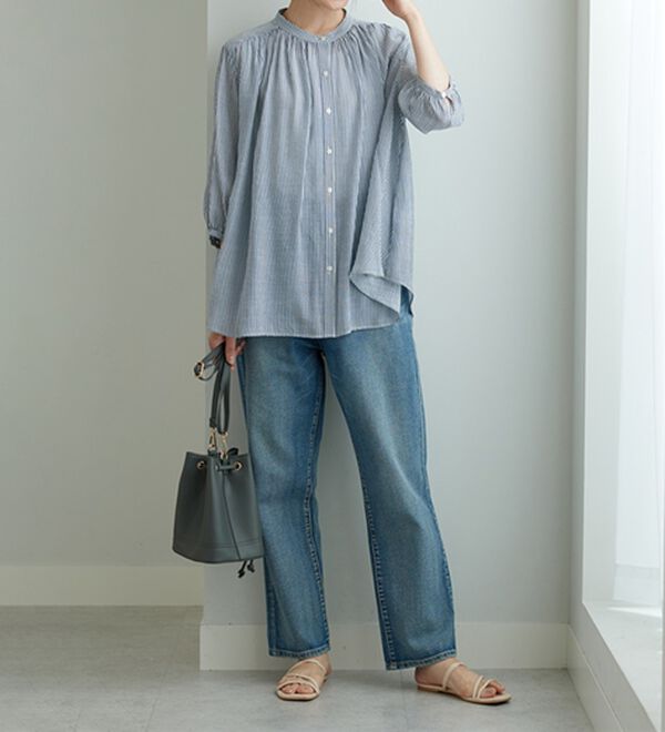 BELLUNA（ベルーナ）の「スラブ素材ギャザーデザインブラウス（ブラウス）」｜詳細画像