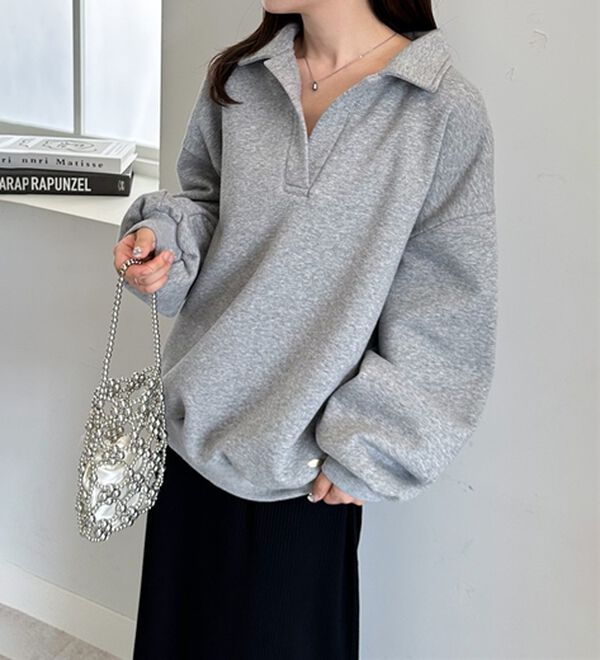 RANAN（ラナン）の「あったか裏起毛衿付きオーバーサイズスウェット（トレーナー・スウェット）」｜詳細画像