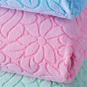「泉州産大判ジャカード織タオルケット（肌掛布団・タオルケット）」｜ピンク