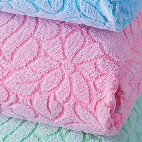 「泉州産大判ジャカード織タオルケット（肌掛布団・タオルケット）」｜ピンク