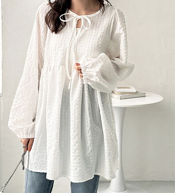 GeeRA（ジーラ）の「前後２ＷＡＹリボンペプラムチュニック（チュニック）」｜詳細画像