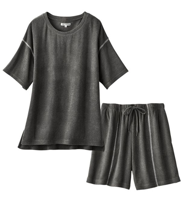 YU'NOW（ユナウ）の「【上下２点セット】ひんやりとろけるレーヨンブレンドパイルパジャマ（パジャマ・ルームウェア）」｜チャコールグレー