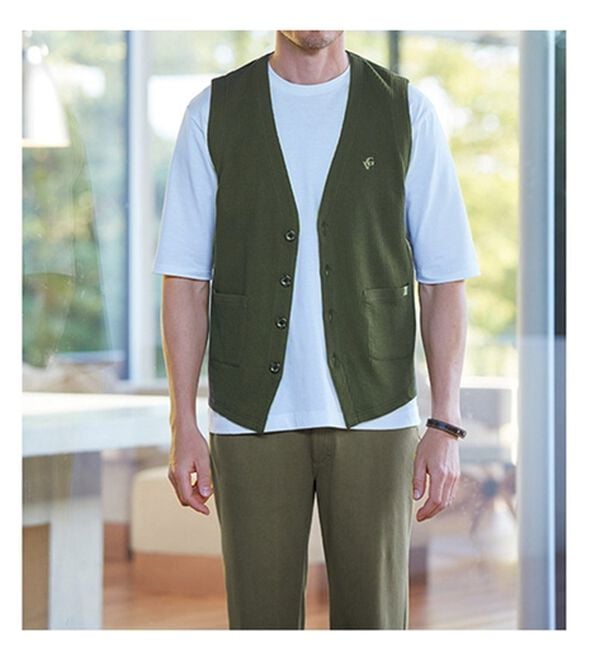 「羽織って納得！涼感サッカーベスト（メンズベスト）」｜詳細画像