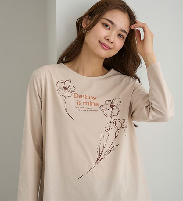 BELLUNA（ベルーナ）の「一枚で着映えるデコラＴ（長袖）（チュニック）」｜詳細画像