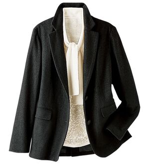 BELLUNA（ベルーナ）の「ウール混圧縮ニットテーラードジャケット（テーラードジャケット）」｜黒