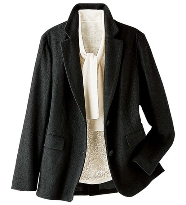 BELLUNA（ベルーナ）の「ウール混圧縮ニットテーラードジャケット（テーラードジャケット）」｜黒